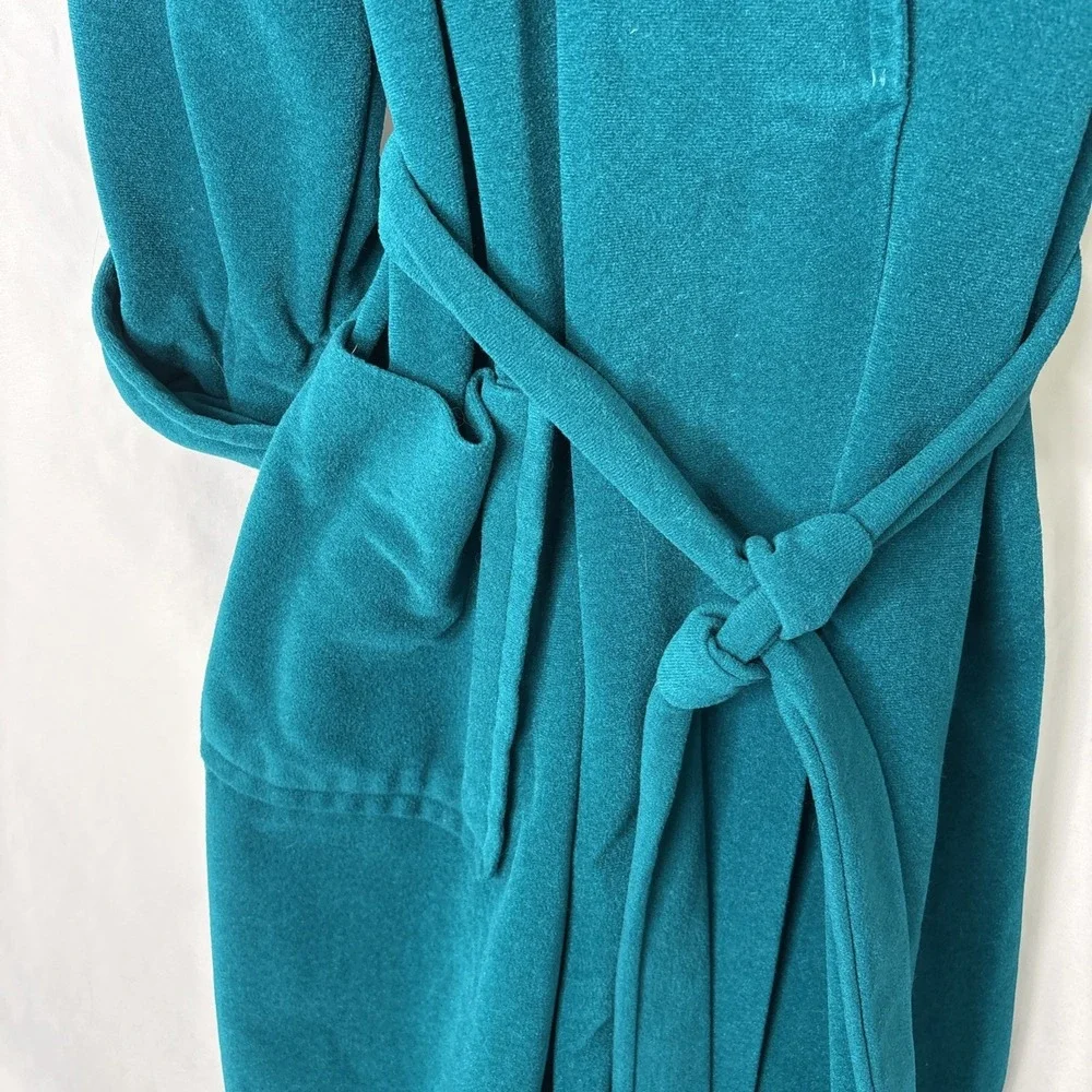Vanity Fair Vintage Womens M Green‎ Aqua Fleece Long Sleeve Robe Sleepwear USA